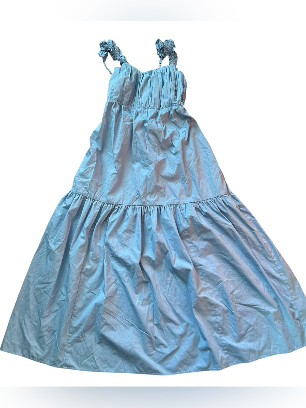 Abercrombie & Fitch Women's Small Blue Bow Back Poplin Maxi Dress